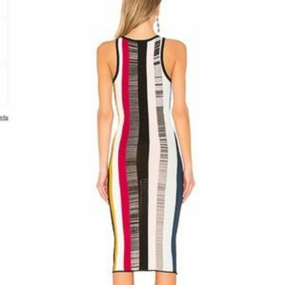 NWT Cinq a Sept Stara Midi Knit Bodycon Dress in Cerise Multi - Picture 2 of 8